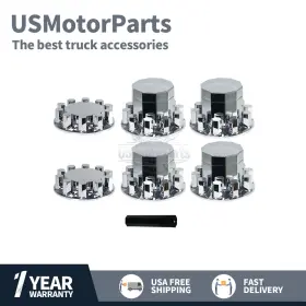 Usmotorparts 717839988194 33m Chrome Hub Cover Kits Front And Rear Semi Truck Wheel Axle Complete