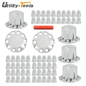 Ut2939814 Utility-tools 33mm Lug Front And Rear Chrome Hub Cover Semi Truck Wheel Kit Axle