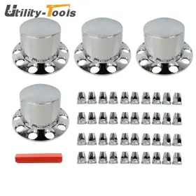 Ut2940090 Utility-tools 4pcs Rear Wheel Axle Hub Cover Kit 33mm Nut Covers Chrome Semi Abs Plastic