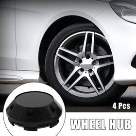 Uxcell 714998992444 4pcs Black 68mm 6 Clip Car Wheel Tyre Center Hub Caps Cover With Badge Sticker