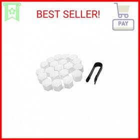 Uxcell A18020300ux0045 20pcs 17mm White Plastic Wheel Lug Nut Bolt Cover Caps With Removal Tool