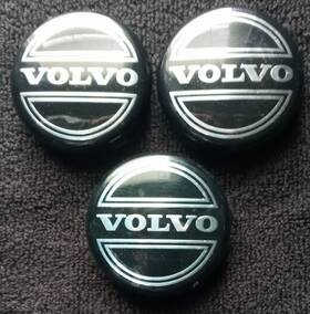 Volvo 3456923 Set Of 3 Black And Chrome Wheel Center Cap P/n