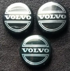 3456923 Volvo Set Of 3 Black And Chrome Wheel Center Cap P/n
