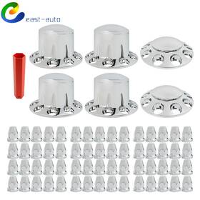 Wflnhb Ea979938su Chrome Hub Cover Wheel Axle Center Caps With 33mm Lug Nut Covers Semi Truck