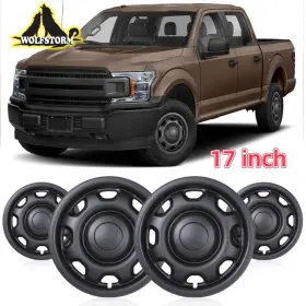 Al3z1015b Wolfstorm Al3z1015a Fl3z1015a Black Matte Hubcaps Skins For 2010-2025 Ford F-150 Xl Snap-on 17 In Steel Wheels