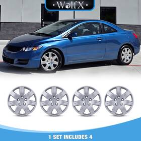 Wolfx 5104-b-16 16 Inch Set Of 4 Sliver Hub Caps Full Rim Wheel Covers For 2006-2011 Honda Civic