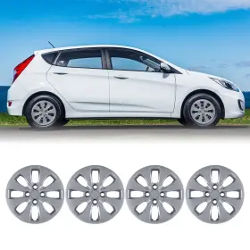 Wj-5126g Wolfx Set Of 4 Silver 14 Inch Wheel Covers Snap On Hub Caps For 2012 17 Hyundai Accent