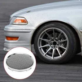 X Autohaux 639664886073 63mm 2.48 Inch Carbon Fiber Pattern Silver Tone Universal Car Wheel Hub Center Caps