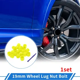X Autohaux 641832527350 1 Set Silicone 19mm Exterior Wheel Lug Nut Bolt With Removal Tool Yellow