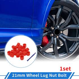 X Autohaux 641832527909 1 Set Silicone 21mm Exterior Wheel Lug Nut Bolt With Removal Tool Red