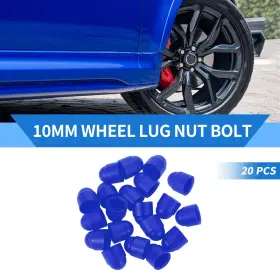 X Autohaux 641832528999 20pcs Plastic 10mm Exterior Wheel Lug Nut Bolt Blue