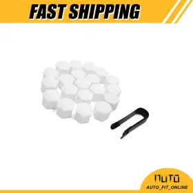 X Autohaux 726215599800 Twenty 21mm White Plastic Wheel Lug Nut Bolt Cover Cap With Removal Tool Universal