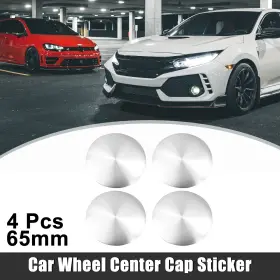 X Autohaux 734301193191 4pcs 65mm Scar Wheel Center Hub Caps Emblem Decals Sticker Silver Tone