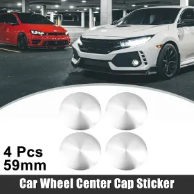 X Autohaux 734301193214 4pcs 59mm Car Wheel Center Hub Caps Emblem Decals Sticker Silver Tone