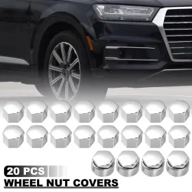 X Autohaux 743151920147 20pcs 17mm Wheel Lock Lug Bolt Nut Cover Caps With Clip Tool Set Silver Tone