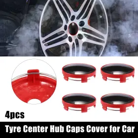 X Autohaux 746453629473 4pcs 60mm Dia Red Black Sticker Center Wheel Tyre Rim Hub Caps Cover For Car