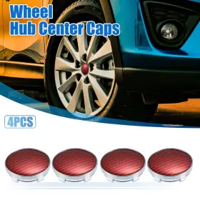 X Autohaux 766549173840 4 Pcs 68mm Dia Car Wheel Center Hub Caps Carbon Fiber Pattern Silver Tone Red