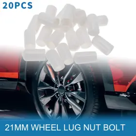 X Autohaux 781954086370 20pcs Pvc 21mm Outer Wheel Lug Nut Bolt White