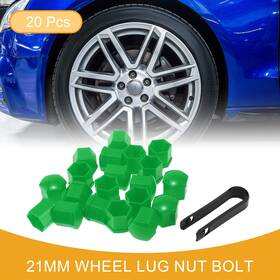 X Autohaux 781954439770 20 Pcs 21mm Universal Wheel Lug Nut Bolt - Car Plastic Green