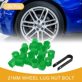 X Autohaux 781954439770 20 Pcs 21mm Universal Wheel Lug Nut Bolt - Car Plastic Green