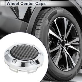 X Autohaux 781954834827 Wheel Center Caps 66mm Silver Tone 1pc With Black Carbon Fiber Pattern Sticker