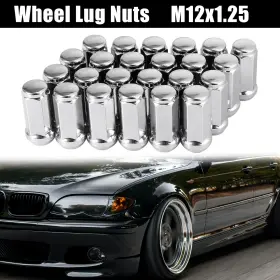 M12x1.25 X Autohaux 782685158558 24pcs Silver Tone Wheel Lug Nut Cone Seat Closed End 1.9inch For Toyota