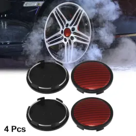 X Autohaux 782685820639 4pcs Black Base 65mm Dia 6 Clips Car Wheel Center Hub Caps Cover Red Sticker X Autohaux 782685820639 4pcs Black Base 65mm Dia 6 Clips Car Wheel Center Hub Caps Cover Red Sticker