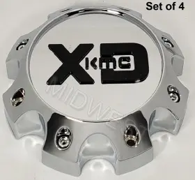 1079l170ch1-h50 Xd Series 4 New Chrome 8 Lug 8x165.1 Wheel Rim Center Caps With Screws