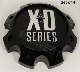 Xd Series 1079l170sgb-h42 4 New Satin Black 8 Lug Short Wheel Rim Center Caps W Screws