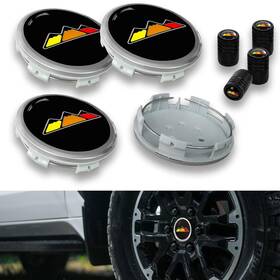 Yunxingjv 745278769104 4 Pcs 3-5/16 Inch Black Tri-color Wheel Center Caps Hub Rim Cover For 2022-24 Tundra
