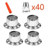 4 Rear Wheel Axle Hub Kit 33MM Nut Covers Chrome Semi Abs Plastic New. Price: $98.06.