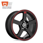 (1) 17" Motegi MR116 FS5 Matte Black Wheel Red Stripe 17X7 4X100 4X4.25 +40MM New. Price: $180.00.