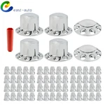 Chrome Hub Wheel Axle Center Caps W/33MM Lug Nut Covers Semi Truck New. Price: $110.01.