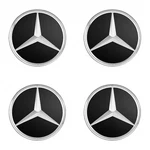 4X Set Mercedes Benz Matte Black & Chrome 75MM Wheel Rim Covers Center Hub Caps Remanufactured. Price: $19.99.