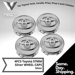 Set Of 4 Toyota Wheel Rim Center Hub Caps Silver Chrome Logo 57MM Corolla Prius Remanufactured. Price: $17.99.