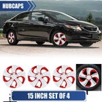 15" Set Of 4 White&red Wheel Cover For 2013-2015 Honda Civic R15 Hubcaps Bolt-on New. Price: $55.99.