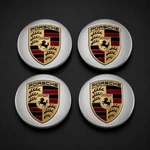 Porsche 76MM Silver Wheel Center Caps Red Black Crest Hub Covers Set Of 4 New. Price: $29.99.