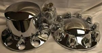 Comm'l Truck Wheel Chrome Hub Cap & Lug Nut Cover Kit 2 Fr Rr New. Price: $64.50.