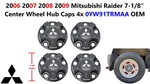 2006 2007 2008 2009 Mitsubishi Raider 7-1/8" Center Wheel Hub Caps 4X 0YW91TRMAA New. Price: $45.00.