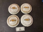 Set Of 4 Super Nice Chevrolet Chevy C10 Hub Caps White And Yellow Early 9 1/8 Used. Price: $377.00.