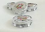 4 83MM Cadillac Escalade 2007-13 For 18" 20" Wheels Center Caps Colored Logo Remanufactured. Price: $24.99.