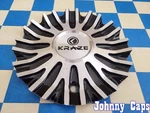Kraze Wheels # 671-2495-AL Black & Silver Metal Center Cap 63 (qty. 1) Used. Price: $125.24.