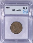 1835 Classic Head Half Cent 1/2C Icg AU58 Unspecified. Price: $275.00.