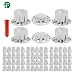 Chrome Semi Front & Rear Truck Hub Cover Wheel Kit Axle 33MM Lug New. Price: $110.01.