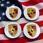 4 Porsche Silver Center Caps Concave 76MM Royal Crest 992 Cayenne ,911, Carrera, New. Price: $29.99.