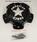 New AFX353A American Force Gloss Black Aluminum Small Lug Wheel Cap Short 1". Price: $129.95.