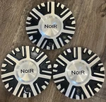 (3) Noir Custom Wheel Center Caps N02-18-AL-CAP Black Silver Metal Hubcap Cover Used. Price: $54.00.