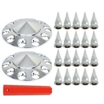33MM Spiked Chrome Thread-on Nut Covers Semi Truck Front Axle Abs Plastic New. Price: $37.59.