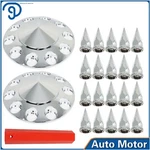 For Semi Truck Spiked Abs Chrome Front Axle With 33MM Thread-on Nut Covers New. Price: $36.45.