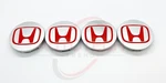 Silver/red Honda Set Of 4 Wheel Center Caps 69MM Remanufactured. Price: $17.99.
